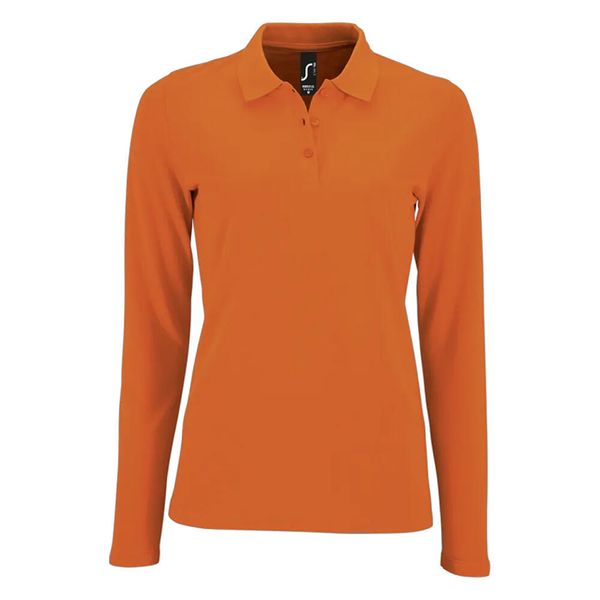 Damska Koszulka Polo Z Długim Rękawem Perfect Pique. Brązowe bluzki sportowe damskie SOL'S, s, bez wzorów, bez ramiączek. Za 82.99 zł.