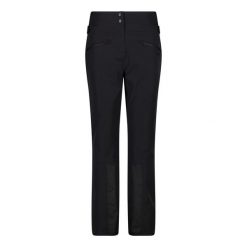 Spodnie damskie narciarskie CMP 34W4486. Czarne spodnie materiałowe damskie CMP, bez wzorów, z lycry, sportowe, z podwyższonym stanem. Za 739.99 zł.