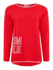 Zwillingsherz Sweter "Smile" w kolorze czerwonym rozmiar: L. Czerwone swetry klasyczne damskie Zwillingsherz, l, z kaszmiru, bez kołnierzyka. Za 184.89 zł.