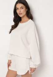 Jasnobeżowy Dzianinowy Komplet Bluza i Szorty Novanisa. Brązowe bluzy bez kaptura damskie Born2be, bez wzorów, z dzianiny, klasyczne. Za 139.99 zł.