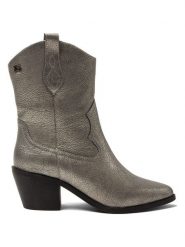 Lazamani Skórzane botki w kolorze srebrnym rozmiar: 40. Szare botki damskie Lazamani, eleganckie, bez obcasa, bez zapięcia. Za 260.99 zł.