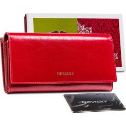Portfel skórzany Peterson czerwony PTN PL-721. Czerwone portfele damskie Peterson, bez wzorów, ze skóry. Za 143.99 zł.