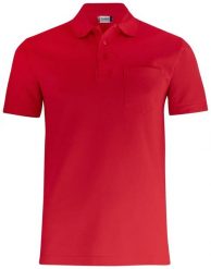 Clique Basic Polo Pocket — uniseksowa koszulka polo z kieszenią, bawełna – red. Czerwone koszulki polo męskie CLIQUE, xl, bez wzorów, z bawełny, bez ramiączek. Za 124.66 zł.