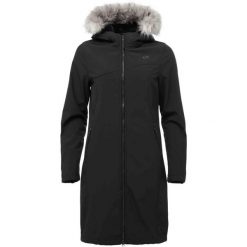 Damski płaszcz typu softshell Loap Lustra Black. Czarne płaszcze damskie ZSPORT, bez wzorów, z softshellu, eleganckie. Za 443.99 zł.