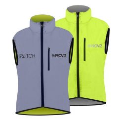 Kurtka odblaskowa bez rękawów - dla dorosłych - SWITCH JACKET. Czarne kurtki męskie PROVIZ, m, bez wzorów, z tkaniny, biznesowe, bez kaptura. Za 574.50 zł.