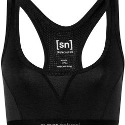 Biustonosz sportowy Super.natural Tundra220 Semplice Bra. Czarne biustonosze sportowe damskie Supernatural, bez wzorów, z elastanu. Za 181.49 zł.