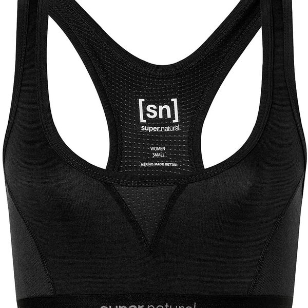 Biustonosz sportowy Super.natural Tundra220 Semplice Bra. Czarne biustonosze sportowe damskie Supernatural, bez wzorów, z elastanu. Za 181.49 zł.