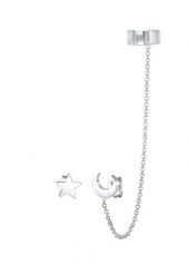 Elli Damska nausznica wkrętka Astro Gwiazdy Półksiężyc w srebrze 925 Sterling Silver Kolczyki 1 ct Damski. Szare kolczyki damskie Elli, srebrne. Za 198.99 zł.