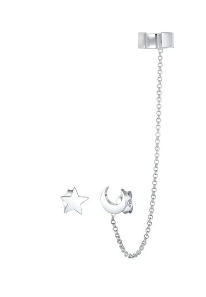Elli Damska nausznica wkrętka Astro Gwiazdy Półksiężyc w srebrze 925 Sterling Silver Kolczyki 1 ct Damski. Szare kolczyki damskie Elli, srebrne. Za 198.99 zł.