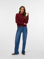 Vero Moda Sweter w kolorze bordowym rozmiar: XS. Czerwone swetry klasyczne damskie Vero Moda, xs, bez kołnierzyka. Za 78.47 zł.