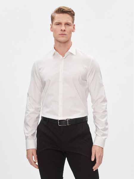 Calvin Klein Koszula K10K112301 Biały Slim Fit. Białe koszule męskie CALVIN KLEIN, m, bez wzorów, z bawełny, bez kołnierzyka, bez ramiączek. Za 209.99 zł.
