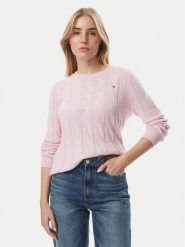 Tommy Hilfiger Sweter WW0WW43586 Różowy jasny Regular Fit. Czerwone swetry klasyczne damskie Tommy Hilfiger, l, bez kołnierzyka. Za 649.99 zł.
