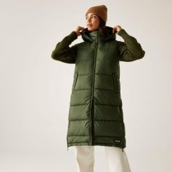 Ganella Damski wodoodporny turystyczny długofalowy kamizelka. Zielone kamizelki damskie Regatta, długie. W wyprzedaży za 159.99 zł.