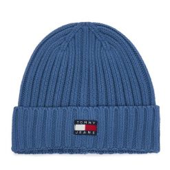 Czapka Tommy Hilfiger. Niebieskie czapki zimowe damskie Tommy Hilfiger. Za 149.99 zł.