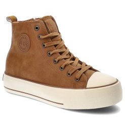 Beżowe Sneakersy Big Star Damskie Buty Sportowe. Brązowe buty sportowe na co dzień damskie Big Star, bez wzorów, ze skóry ekologicznej, do biegania. Za 139.00 zł.