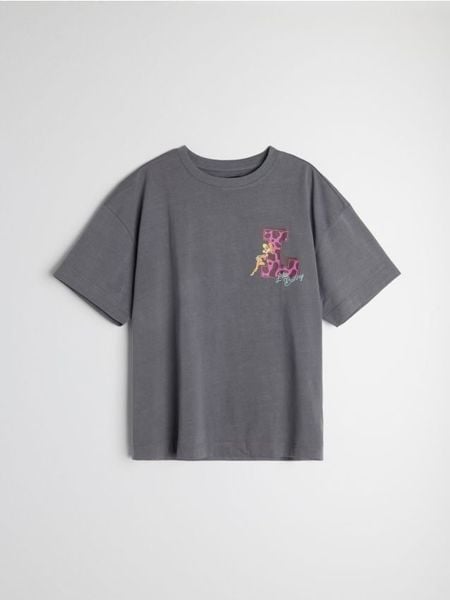 Bawełniana koszulka z nadrukiem na plecach Lola Bunny - szary. Szare t-shirty damskie Sinsay, l, bez wzorów, z bawełny, bez kołnierzyka. Za 39.99 zł.