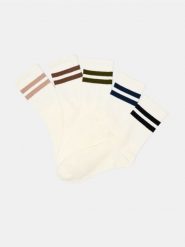 Długie skarpetki z paskami 5 pack - kremowy. Białe skarpetki męskie Sinsay, bez wzorów. Za 19.99 zł.