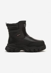 Czarno-Szare Śniegowce na Grubej Podeszwie z Ozdobną Naszywką Siathielle. Czarne śniegowce dziewczęce Born2be, z jeansu. Za 59.99 zł.