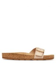 Tommy Hilfiger Klapki Cork Footbed Slip-On FW0FW09344 Beżowy. Brązowe klapki damskie Tommy Hilfiger, bez wzorów, ze skóry, bez obcasa. Za 409.99 zł.