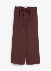 Spodnie culotte z lejącej mieszanki wiskozy. Brązowe spodnie materiałowe damskie bonprix, bez wzorów, z wiskozy. Za 74.99 zł.