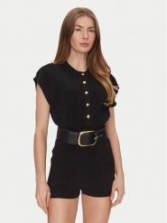 Elisabetta Franchi Kombinezon KT-55S-51E2-V450 Czarny Regular Fit. Czarne kombinezony damskie Elisabetta Franchi, s, bez wzorów, z wiskozy, bez kołnierzyka, bez ramiączek. Za 919.99 zł.