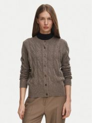Tommy Hilfiger Kardigan Soft WW0WW52191 Beżowy ciemny Regular Fit. Brązowe kardigany damskie Tommy Hilfiger, xl, bez wzorów, z wełny. Za 649.99 zł.