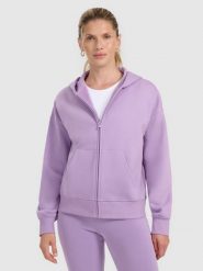 4F Bluza dresowa rozpinana z kapturem damska - fioletowa S. Fioletowe bluzy z kapturem damskie 4f, s, z dresówki. W wyprzedaży za 79.99 zł.