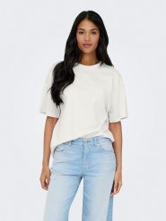 JDY Koszulka "Carla" w kolorze białym rozmiar: XL. Białe bluzki damskie JDY, xl, bez wzorów, z bawełny, bez kołnierzyka, bez ramiączek. Za 57.33 zł.