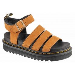 Sandały Dr. Martens Blaire Sandals W DM41123200 brązowe. Brązowe sandały damskie bez wzorów, z materiału, bez obcasa, na platformie. Za 753.57 zł.