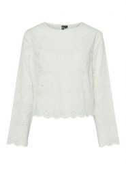Pieces Sweter "Tarmorine" w kolorze białym rozmiar: XS. Białe swetry klasyczne damskie Pieces, xs, z bawełny, bez kołnierzyka. Za 87.81 zł.