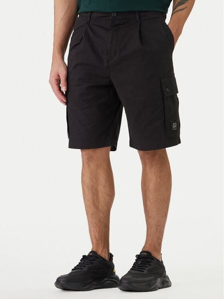 HUGO Szorty materiałowe Gregry 50559604 Czarny Slim Fit. Czarne szorty męskie Hugo, z bawełny, bez kołnierzyka. Za 519.99 zł.