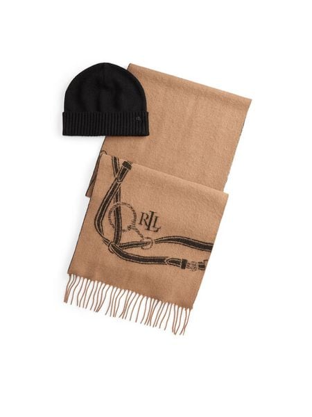 LAUREN RALPH LAUREN Zestaw Szalik i Czapka LAUREN RALPH LAUREN-454P04494001 Beżowy. Brązowe czapki zimowe damskie Lauren Ralph Lauren, z poliesteru. Za 739.99 zł.