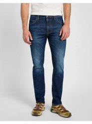 LEE MĘSKIE SPODNIE JEANSOWE RIDER MIDNIGHT BLUE 112355792 L701008593. Niebieskie spodnie materiałowe męskie Lee, bez wzorów, z jeansu. Za 229.99 zł.