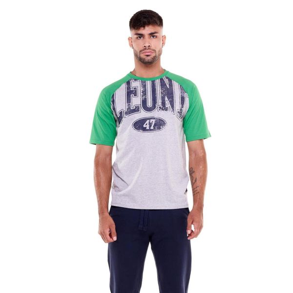 Męski t-shirt z kontrastowymi ramionami Academy. Szare t-shirty męskie LEONE 1947 APPAREL, l, bez wzorów, z tkaniny, bez kołnierzyka. Za 82.10 zł.