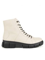 Rieker Trzewiki X3428-60 Beżowy. Brązowe botki damskie Rieker, z materiału, bez obcasa, na płaskiej podeszwie, bez zapięcia. Za 272.99 zł.