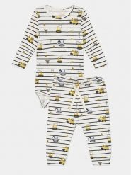 NAME IT Komplet body i spodnie Bisson 13230692 Biały Regular Fit. Białe spodnie niemowlęce Name it, bez wzorów, z bawełny. Za 79.99 zł.