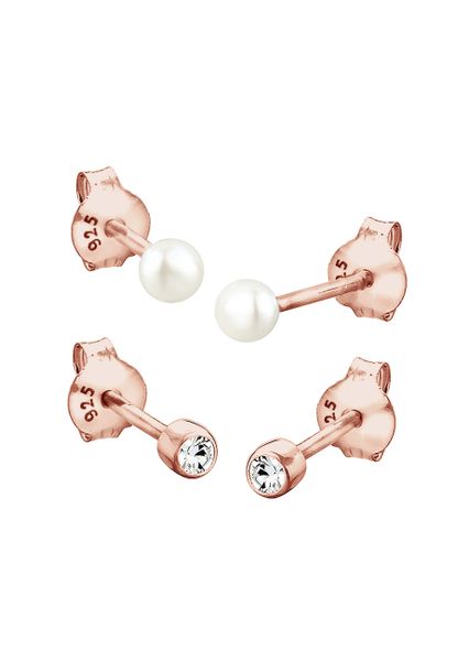 Elli Damskie kolczyki sztyfty Basic z perłą hodowlana słodkowodną i kryształem w srebrze próby 925 Sterling Silver Zestawy 1 ct. Szare kolczyki damskie Elli, z perłą, srebrne, na sztyftcie. Za 138.99 zł.