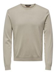 ONLY & SONS Sweter "Wyler" w kolorze beżowym rozmiar: M. Brązowe swetry męskie Only & Sons, m, bez wzorów, z włókna, bez kołnierzyka. Za 61.46 zł.