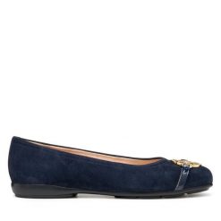 Baleriny Geox. Niebieskie baleriny damskie Geox, bez wzorów, bez obcasa. Za 349.99 zł.