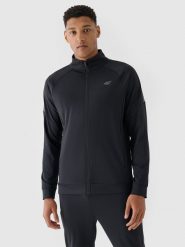 4F Bluza treningowa szybkoschnąca męska - czarna S. Czarne bluzy bez kaptura męskie 4f, bez wzorów, z dzianiny, sportowe, bez kołnierzyka, bez ramiączek. W wyprzedaży za 99.99 zł.