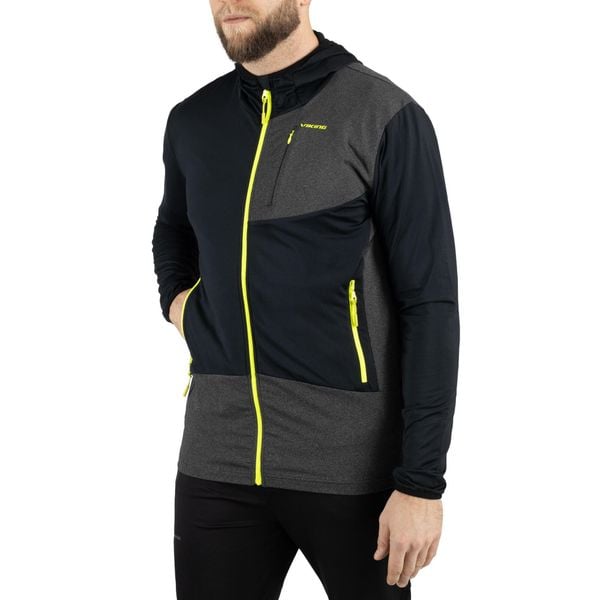 Bluza do biegania męska z kapturem Viking Tacoma Hoodie Man. Czarne bluzy sportowe męskie VIKING, bez wzorów, z elastanu, sportowe, bez kołnierzyka, bez ramiączek. Za 99.90 zł.