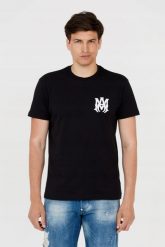 AMIRI T-shirt męski czarny z logo na plecach. Czarne t-shirty męskie Amiri, m, bez wzorów, bez kołnierzyka. W wyprzedaży za 999.99 zł.