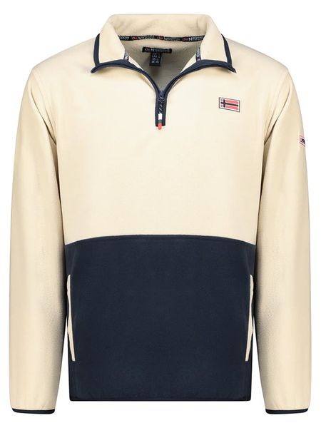 Geographical Norway Bluza polarowa "Touki" w kolorze kremowo-granatowym rozmiar: S. Brązowe bluzy bez kaptura męskie Geographical Norway, s, z polaru. Za 65.85 zł.