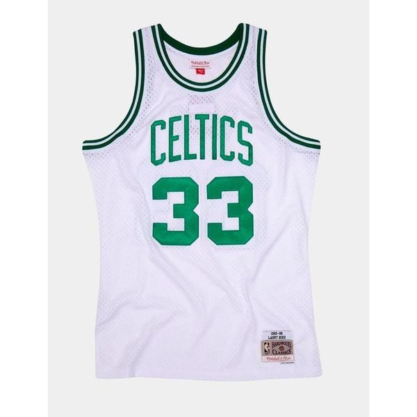 Koszulka NBA Boston Celtics Larry Bird. Białe bluzki damskie Mitchell & Ness, bez wzorów, sportowe, bez kołnierzyka, bez ramiączek. W wyprzedaży za 421.50 zł.
