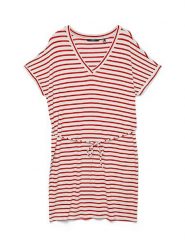 Vero Moda Sukienka w kolorze biało-czerwonym rozmiar: L. Białe sukienki damskie Vero Moda, na co dzień, l, bez wzorów, z tkaniny, bez kołnierzyka, bez ramiączek, midi, proste. Za 127.35 zł.