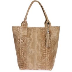 Shopperka skórzana VERA PELLE beżowa L94. Brązowe shopper bag damskie bez wzorów, ze skóry, bez dodatków. Za 219.99 zł.