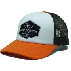 Czapka Trucker - Wyściełana / Rozmiar uniwersalny (Pomarańczowy/Biały). Brązowe czapki męskie SURF MONKEY, z aplikacjami, z poliesteru. Za 159.95 zł.