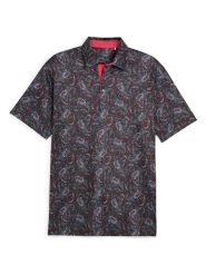 Puma Koszulka polo "Cloudspun Paisley" w kolorze antracytowym rozmiar: M. Czarne koszulki polo męskie Puma, m, bez wzorów, bez ramiączek. Za 79.03 zł.