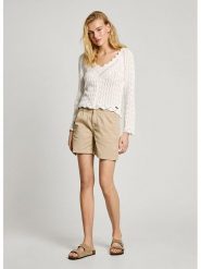 Pepe Jeans Szorty chino "Vania" - Regular fit - w kolorze beżowym rozmiar: XL. Brązowe szorty damskie Pepe Jeans, z aplikacjami, z jeansu. Za 166.88 zł.