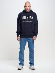 Bluza męska z kapturem z logo BIG STAR granatowa Ashlyno 403. Niebieskie bluzy z kapturem męskie Big Star, l, z dzianiny. W wyprzedaży za 229.99 zł.